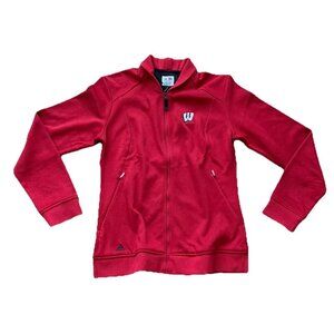 Adidas Womens Full Zip Golf Sweater Medium Red University of Wisconsin NCAA
